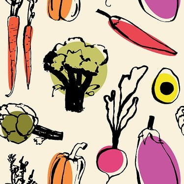 beautiful photos of broccoli, avocados, artichoke, carrots, bell pepper, radish, and eggplant. supporting liver health. foods for liver health
