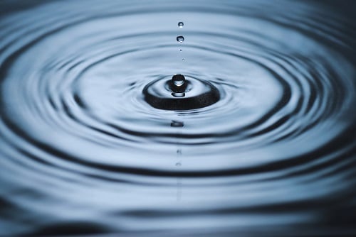 hydration check. picture of a droplet of water dripping into a container of water